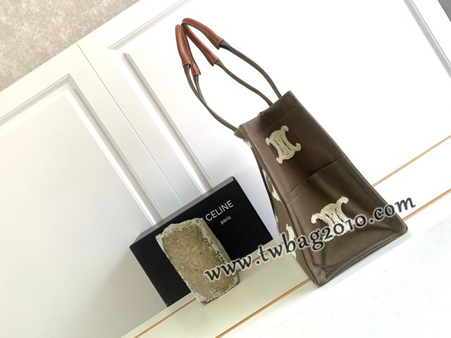 Celine專櫃Tote Cacbs2023秋冬最新系列購物包 196762 賽琳方形深褐色大號徽標logo字母托特手提包 sldj2374